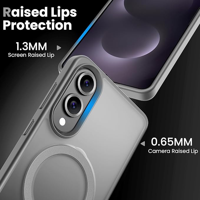 360° Rotatable Stand for Samsung Galaxy S25 Edge Case Magnetic with Screen Protector X1 & Camera Lens Protector*1, Compatible with MagSafe, 16FT Mil-Grade Shockproof for S25 Edge Case 6.2"，Gray