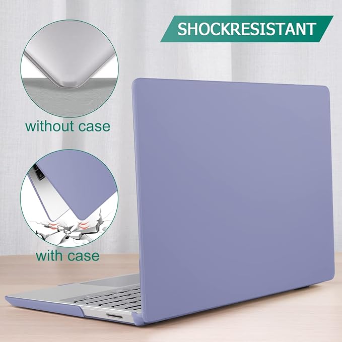 May Chen Compatible with Microsoft Surface Laptop Go 3 Go 2 Go 1 12.4 Inch Model 1943 2013 (2023 2022 2020 Release), Plastic Hard Shell Case with Screen Protector + Keyboard Cover, Lavender Gray