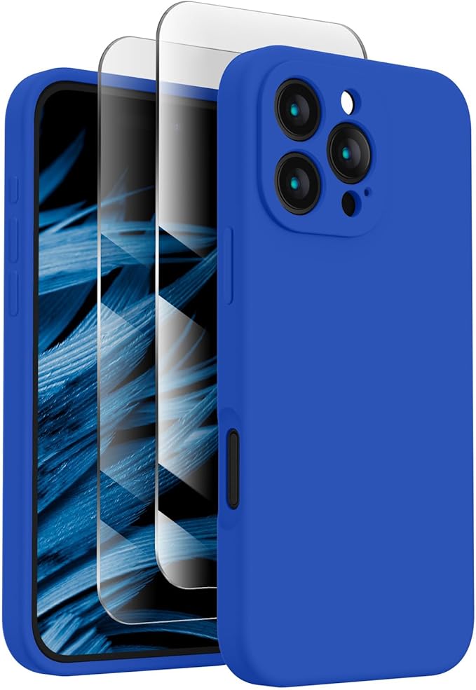 FireNova Designed for iPhone 16 Pro Case, Silicone Upgraded [Camera Protection] Phone Case, Soft Anti-Scratch Microfiber Lining Inside, 2024, Klein Blue