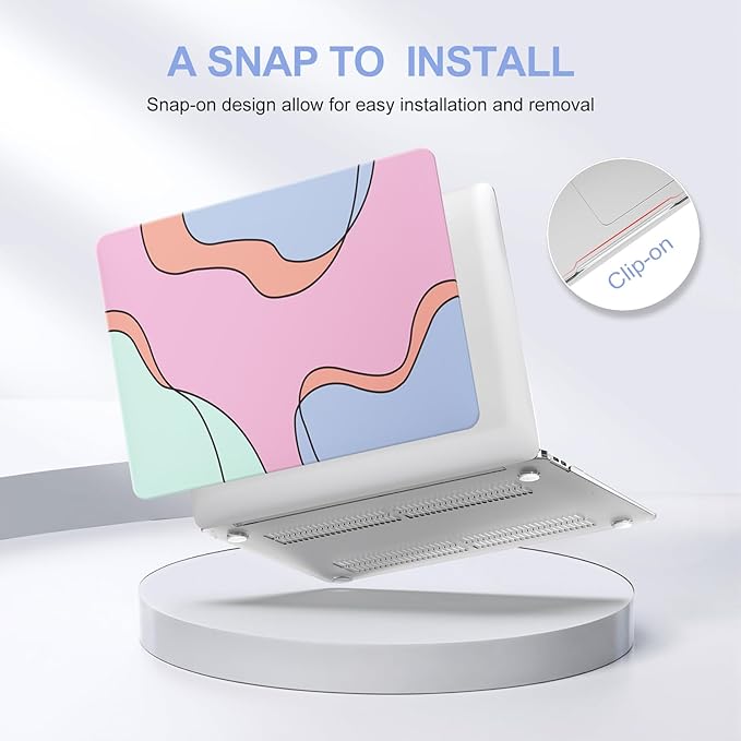 iCasso Compatible with MacBook Air 13 inch Case 2021 2020-2018 Release M1 A2337 A2179 A1932, Pattern Protective Hard Shell Case for MacBook 13.3''+Keyboard Cover + Screen Protector, Bright Irregular