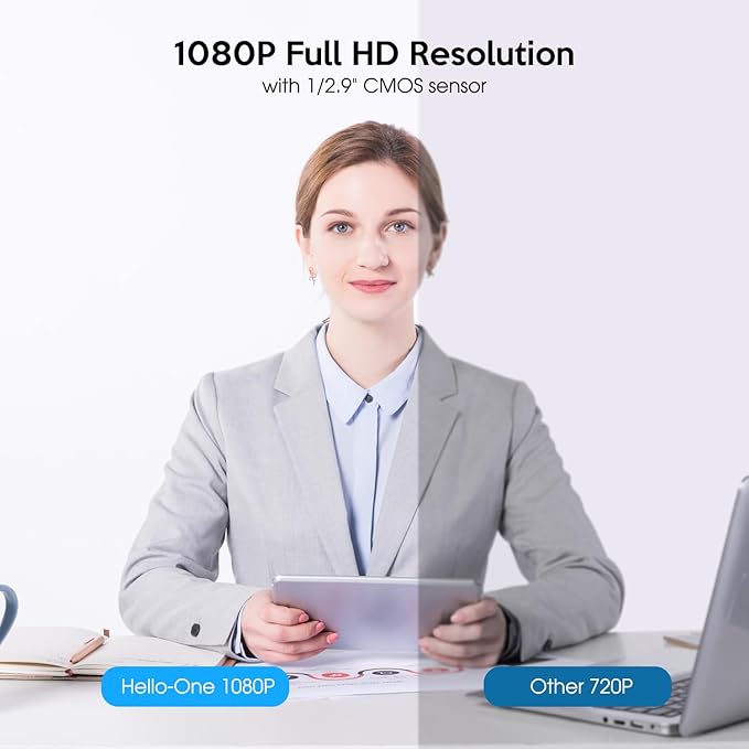 TOALLIN 1080P Webcam for Windows Hello Face Login, IR Facial Recognition, Windows Hello Compatible Webcam with Microphone, Computer Camera, Wide Angle View USB Web Camera with Privacy Cover