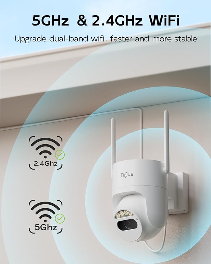5G/2.4G Security Camera Outdoor, 3MP Wired Cameras 24/7 Recording, Plug-in Power, 360° View, Motion Tracking, Alexa, 2-Way Audio, IP66, Color Night Vision, SD/Cloud Storage(2 Pack)