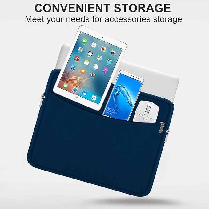 Laptop Sleeve 15.6 inch, Shockproof Protective Laptop Cover Briefcase Carrying Bag with Accessory Pocket, Portable Computer Case Compatible with MacBook, HP, Dell, Lenovo, Asus, Blue