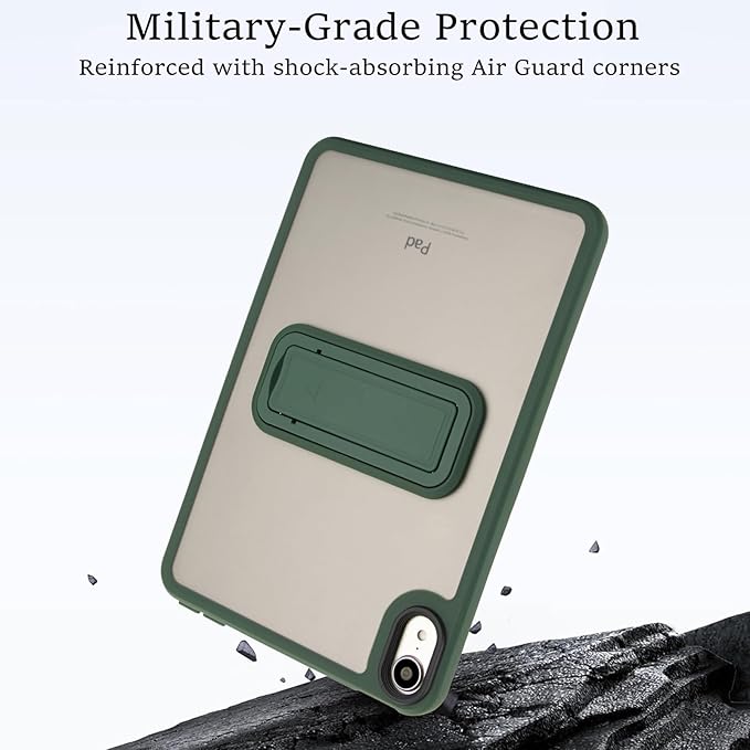 Shockproof Case for iPad mini 7th/6th Generation (2024/2021 8.3-inch), Kickstand Slim Fit Rugged Bumper Lightweight Anti-Scratch Bumper Case Cover for Women Men, Green