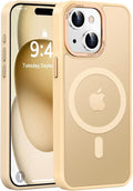 Newfuture Magnetic for iPhone 15 Case [Compatible with Magsafe] [Military Grade Drop Protection] Translucent Matte Anti-Fingerprint Shockproof Phone Case for iPhone 15 6.1 inch, Creamy Yellow