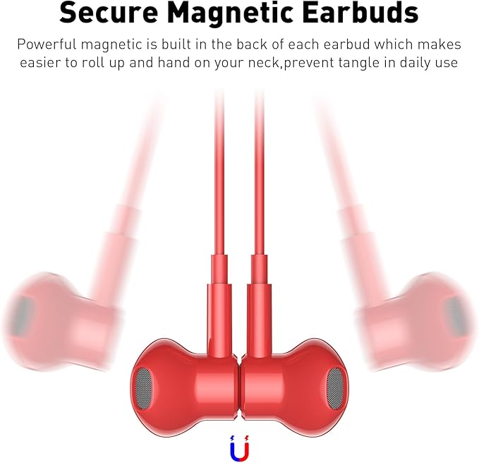 USB C Headphones Wired Type C Earphones for Samsung/Galaxy S26 S25 S24 Plus S23 S22 S21 S20 Ultra Magnetic Corded Earbuds for iPhone 15 Pro Max 16 16e 17 17e Air for Apple/Android Ear Buds Red