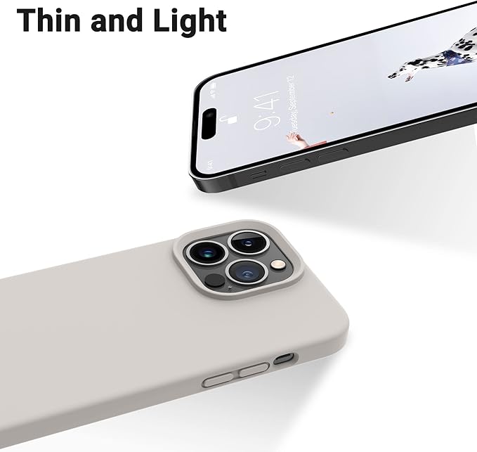 OTOFLY Designed for iPhone 14 Pro Case, Silicone Shockproof Slim Thin Phone Case for iPhone 14 Pro 6.1 inch (Stone)