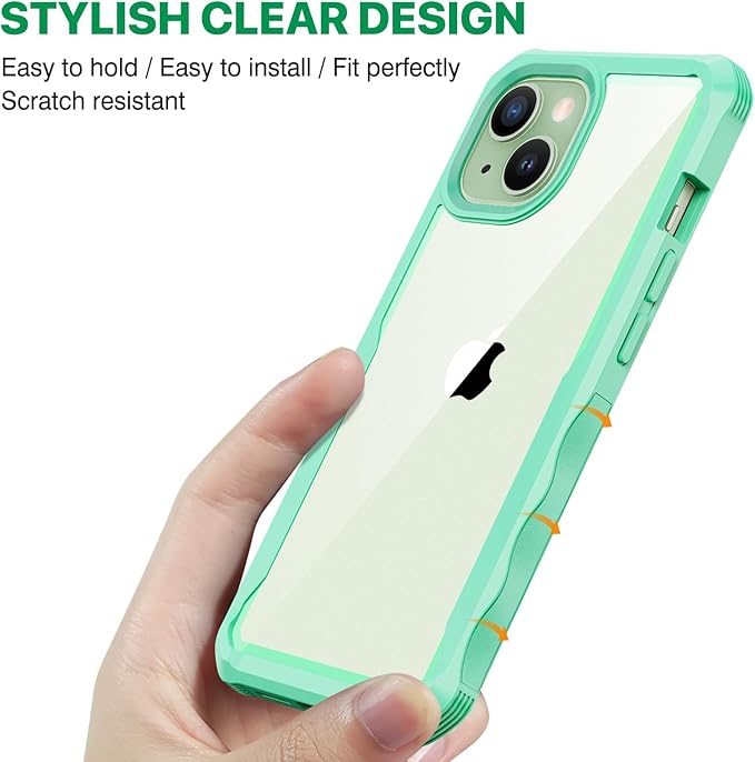 CENHUFO Privacy for iPhone 15 Case, Full Body Phone Case with Built-in 9H Tempered Glass Privacy Screen Protector and Camera Lens Protector, Anti Peep Spy Shockproof Bumper Clear Cover - Green