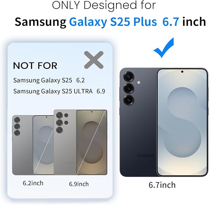 Anti-Yellowing for Samsung Galaxy S25 Plus Crystal Clear Case with Screen Protector*1 Camera Lens Protector*1, [12FT Mil-Grade Protection], Cover for Samsung Galaxy S25 Plus 6.7 inch, Clear