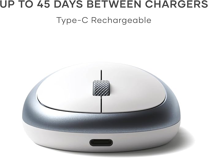 Satechi M1 Wireless Bluetooth Mouse, USB-C Rechargeable, Compact & Portable, for MacBook Air/Pro/Nro, iPad Air/Pro, iPad mini, Mac mini, iMac & Windows - Blue