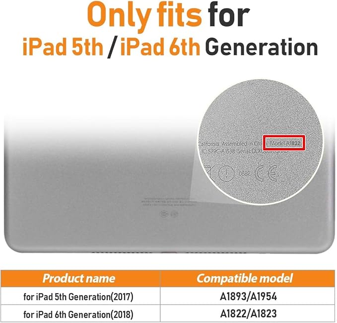 TSQQST iPad 5th 6th Generation Case 9.7" for Kids with Glass Screen Protector | iPad 9.7 Case with Pencil Holder+Stand | Silicone Drop Proof Case for iPad 5th 6th Gen 2017 2018 | Black