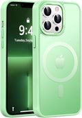 Newfuture Designed for iPhone 13 Pro Max Case with Magnetic [13 FT Military Drop Protection] [Compatible with Magsafe] Slim Translucent Matte Shockproof with Anti-Fingerprint Phone Case, Matcha Green