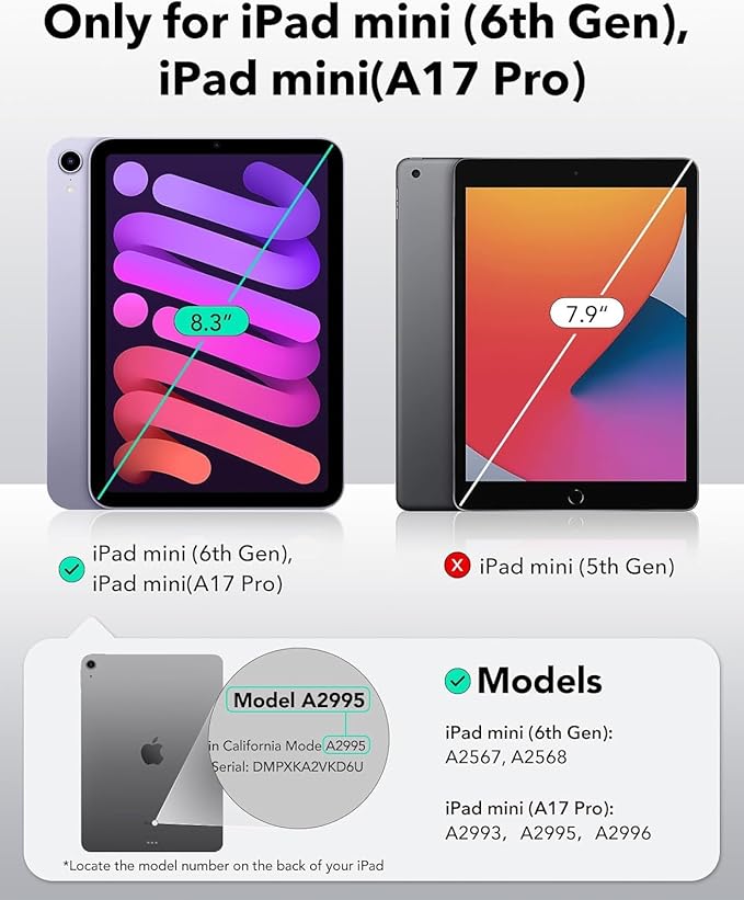 AICase iPad mini 7 A17 Pro Case Water Proof 2024 iPad mini 6 2021 (6th Generation) 8.3 Inch Waterproof, Dustproof, Shockproof Case Cover with 360 Full-Body Protection, with Lanyard and Kickstand