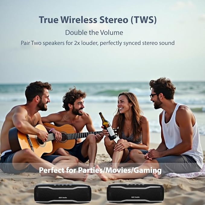 IPX7 Waterproof Bluetooth Speaker, 24H Playtime, LED Lights, Wireless Outdoor Speaker for Pool, Beach, Shower, Blue