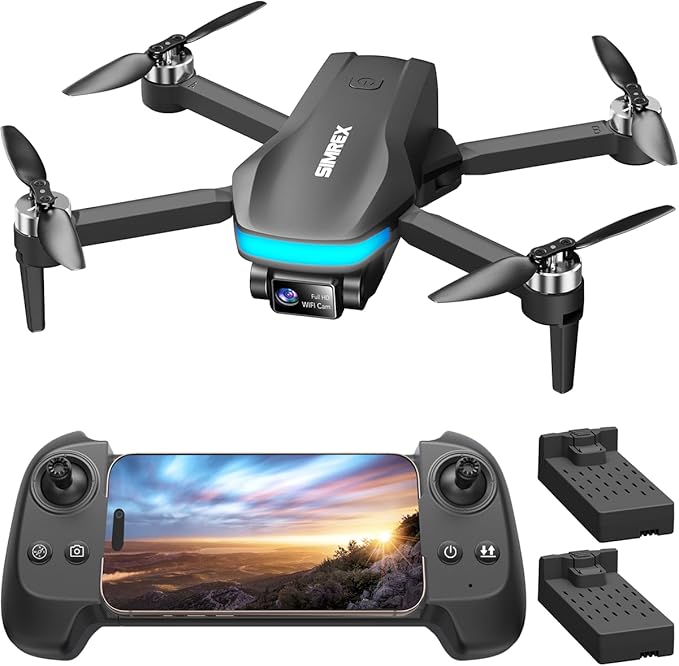 SIMREX 4K FPV Drone with Brushless Motor for Beginners & Teens — 40-Min Flight, Optical Flow Positioning, Gesture Control & VR Mode, Foldable Camera Drone Gift for Kids Ages 8+ (Black)