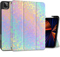 DONGKE Case for 2022/2021/2020/2018 iPad Pro 11 inch Gen 4/3/2/1 - Slim Protective Case - Built in Pencil Holder Support Charging - Trifold Stand & Sleep/Wake Cover - Colorful Leopard