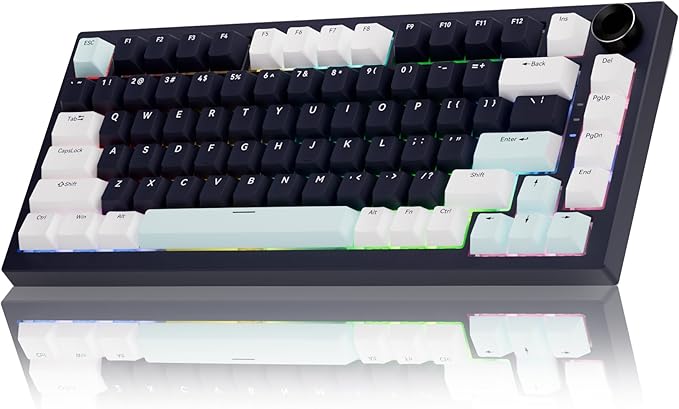 Gurjot Wireless Mechanical Keyboard with Knob,Tri-Mode BT5.0/2.4GHz/USB-C Hot Swappable Mechanical Keyboard,Pre-lubed Linear Switches,8000mAH Battery RGB Backlit Computer Gaming Keyboards
