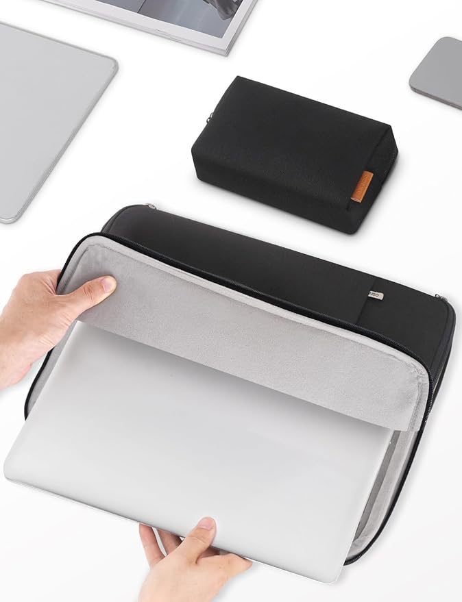DOMISO Laptop Case Laptop Sleeve Cover Compatible with 15 inch MacBook Air M4/A3241 2025, M3/A3114,M2/A2941,15 inch MacBook Pro A1990 A1707,Compatible with Dell XPS 15 Plus with Small Case,Black