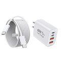10Foot USB C-C Woven Fast Charging Cable,Apple 40W 4 Port USB C Wall Charger Block with 10FT Type C Charging Cable Cord PD&AC 40W Adapter for iPhone 17Air/17 Pro/16/16e/16 Pro Max/15/iPad Pro/Air/Mini