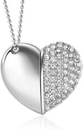 USB 2.0 Flash Drive,Cute Romantic Heart Shape USB Memory Stick,Thumb Drive for Photos, Music, Files Storage (Silver, 32, GB)