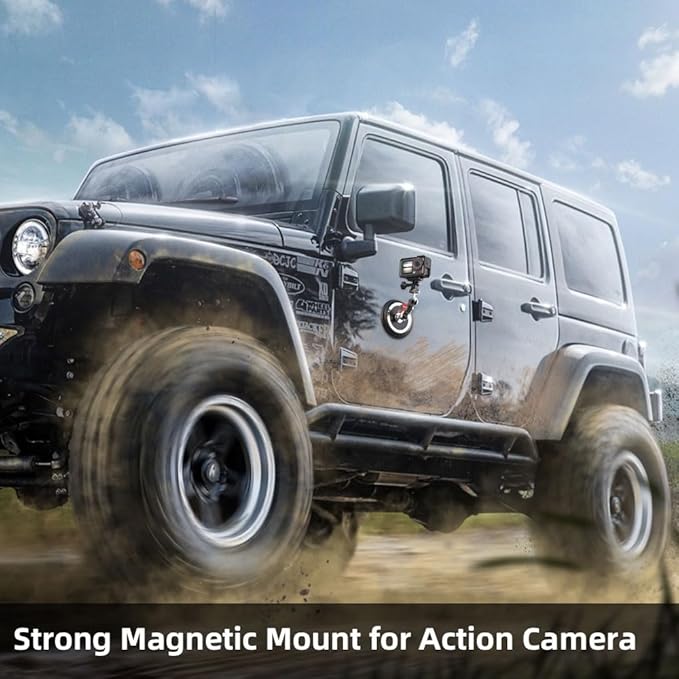 Strong Magnetic Camera Mount, Car Outside 1/4" Magnetic Camera Mount with 2 Ball Head, Attaches to All Metal Surfaces for GoPro 13/12/11/10, DJI Action 6/5 Pro/4, Nano, Insta 360 X5/X4 and More