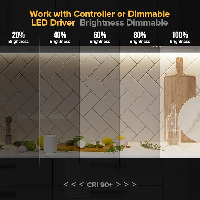 BTF-LIGHTING FCOB COB LED Strip 528LED/m Flexible High Density Uniform Light 14W/m 16.4FT DC12V Warm White 2700K CRI 90+ 10mm Width for Home Indoor Decoration(No Adapter or Controller)