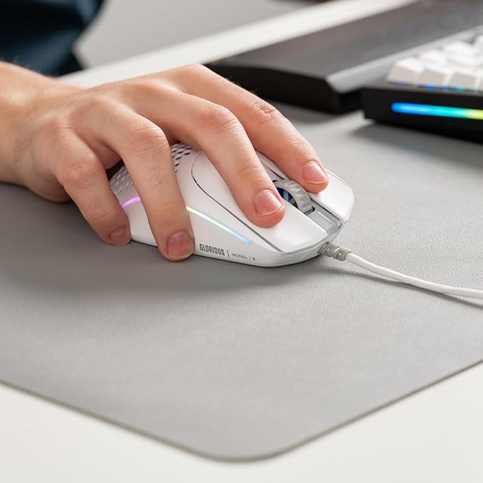Glorious Gaming Model I 2 Wired Gaming Mouse: 9 Programmable Buttons (2 Swappable), 66g Superlight, 26k Optical Sensor, 80M Click Rated Switches, MMO/MOBA/FPS, Side Thumb Rest (White)