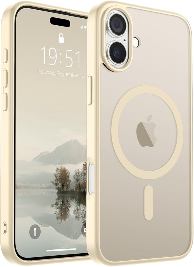 SUPFINE Magnetic for iPhone 16 Plus Case (Compatible with MagSafe) (Military Grade Drop Protection) Slim Translucent Matte Shockproof with Anti-Fingerprint Phone Case,Antique White