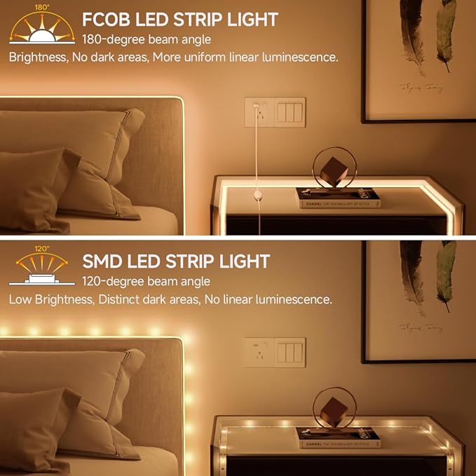 BTF-LIGHTING FCOB COB FOB LED Strip Lights 5V USB Powered 3.28FT 320LEDs Warm White 3000K 8mm Width Dimmable CRI 90+ with 3M Tape Flexible High Density for 3D Printer TV Backlight PC DIY Decor