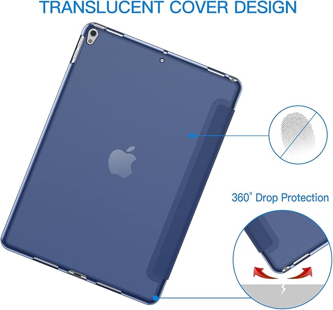 JETech Case ONLY for iPad Pro 10.5-Inch and iPad Air 3 (10.5-Inch 2019, 3rd Generation), PC/PU Material, Smart Cover Auto Wake/Sleep Cover (Navy)