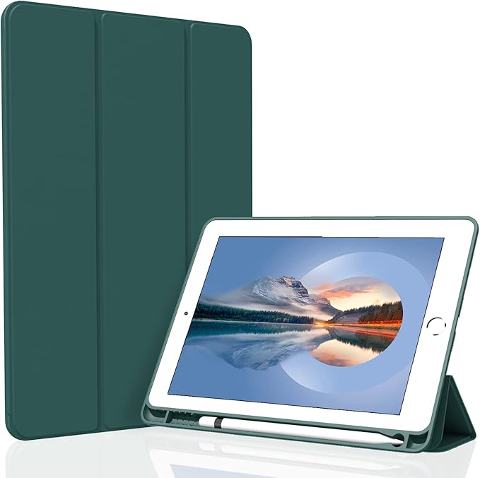 Case for iPad Air 3 / Pro 10.5 Inch, Lightweight Slim Soft TPU Trifold Stand Smart Cover, Auto Sleep/Wake Case with Pencil Holder for iPad Air 3rd Generation/Pro 10.5 - Dark Green