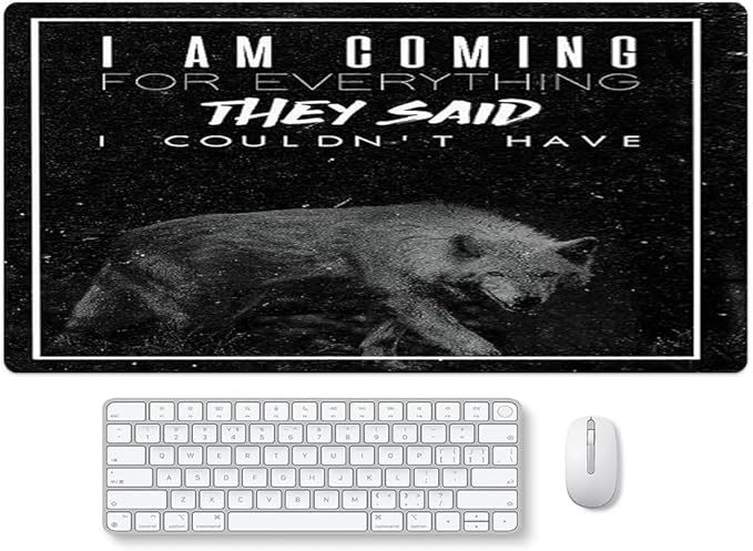 Inspirational Quote Mouse Pad for Guys,Black Large Mouse Pad for Mens Lion Animal Keyboard Pad Extended Gaming Pad for Desk Non-Slip Rubber Base Gaming Mouse Mat for Office Home 31.5"x15.7"