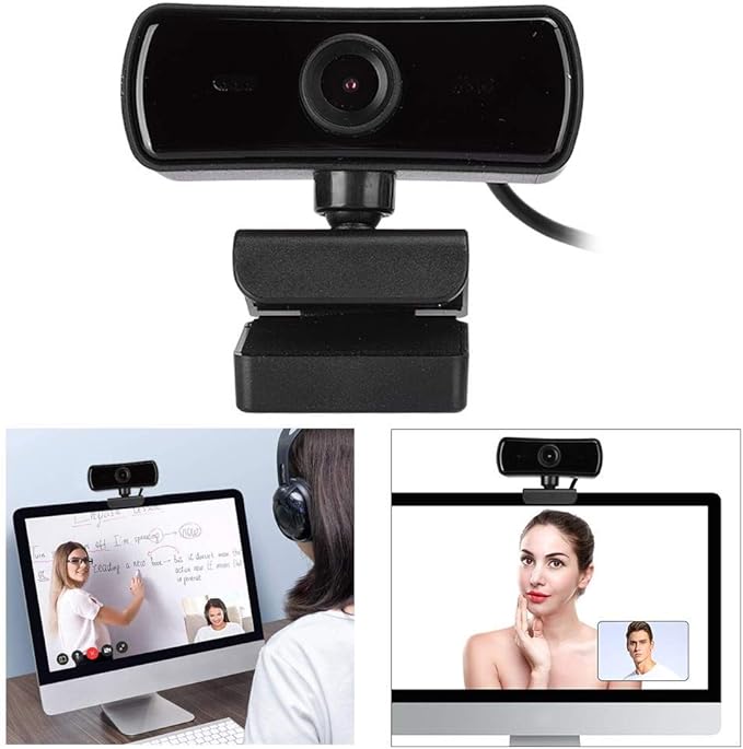 PUSOKEI 4K USB Webcam with Microphone, 360 Rotation, AutoFocus for Zoom/Skype/, Recording, Conferencing