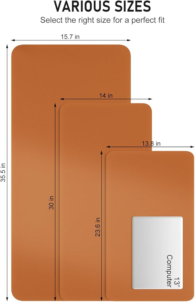 Desk Pad, 35.5" x 17" PU Leather Non-Slip Desk Mat Large Mouse Pad for Desktop, Waterproof Laptop Computer Writing Mat for Office, Home, Work, Gaming, Earthy Yellow