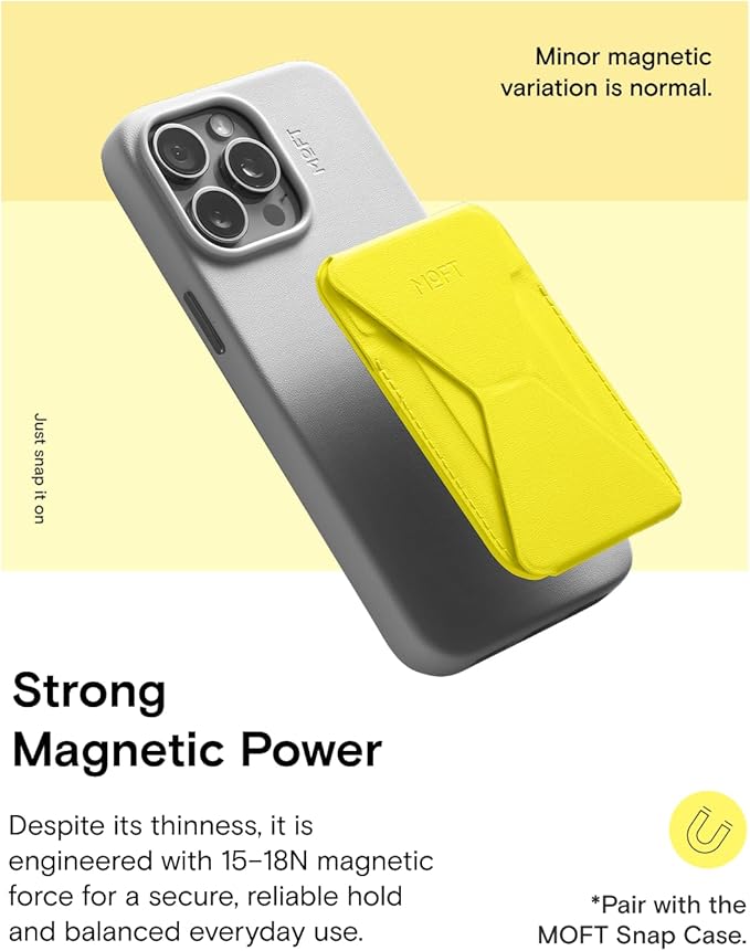MOFT Magnetic Wallet Stand Compatible with iPhone 17/16/15/14/13/12 Series, Angle Adjustment & Magsafe Compatible MOVAS Phone Stand,Neon