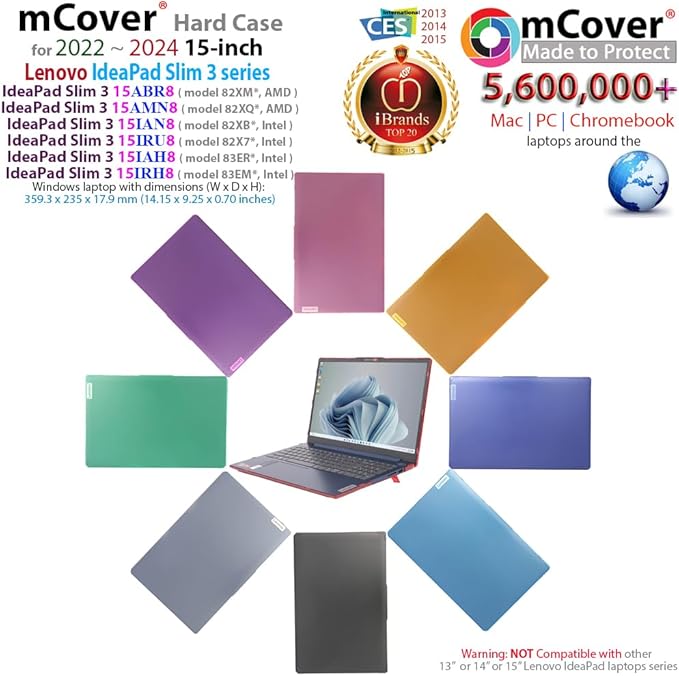 mCover Case Compatible ONLY for 2022-2024 15" Lenovo IdeaPad Slim 3 ｜ 3i 15ABR8 / 15AMN8 / 15IAH8 / 15IAN8 / 15IRH8 / 15IRU8 Windows Computers (NOT Fitting Any Other Lenovo Models)- Green