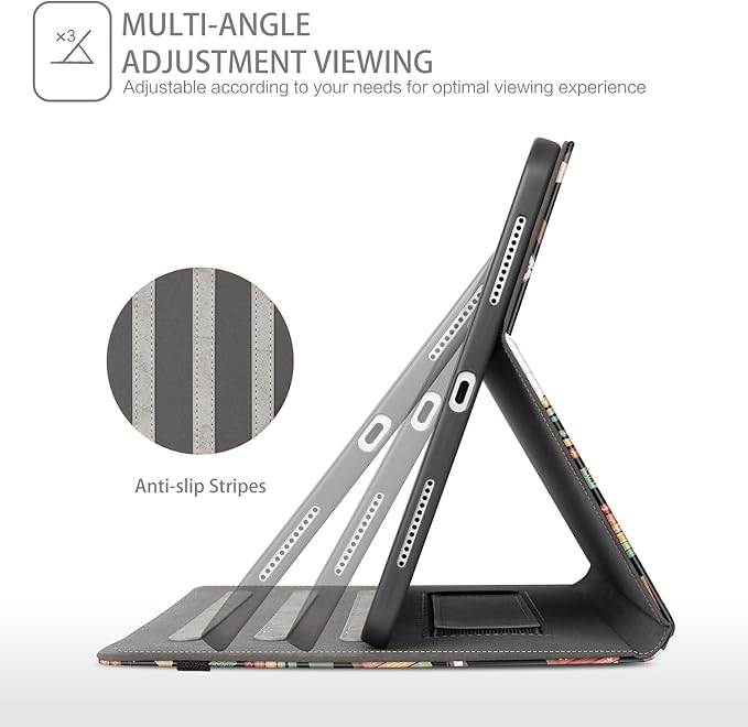 Case for iPad Air 13-inch (M4/M3/M2), iPad Pro 12.9 Case 6th/5th/4th/3rd Generation with Pencil Holder Multi-Angle Adjustable Stand Shockproof with Pocket/Hand Strap/Auto Wake Sleep, Bookshelf Cat
