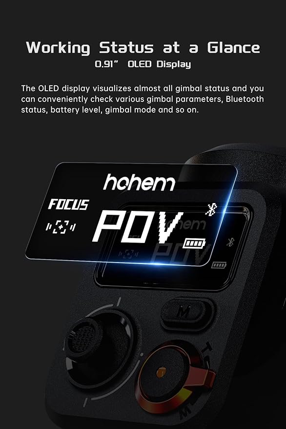 Hohem iSteady M6 Gimbal Stabilizer for Smartphone, 3-Axis Cell Phone Stabilizer Built-in OLED Display 400g Payload Reverse Charging Android and iPhone Gimbal with Inception Motion Timelapse