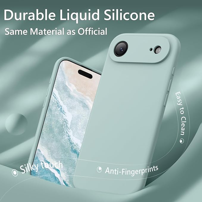 FireNova Magnetic for iPhone Air Case, Compatible with MagSafe, [Integrated Silicone Camera Control Button] [Camera Protection] Microfiber Lining Phone Case for iPhone 17 Air, 6.5", Mint Green