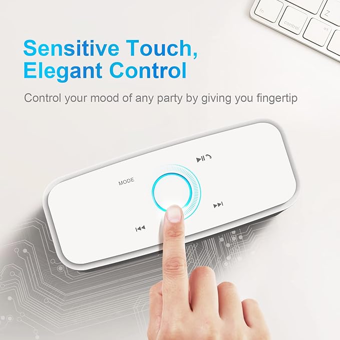 DOSS SoundBox Touch Wireless Bluetooth Speaker-12W HD Sound with Rich Bass, IPX5 Waterproof, 20H Playtime, Handsfree, for Gatherings, Home, Office, Outdoor, Travel-Upgraded