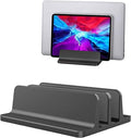 Double Slot Vertical Laptop Tablet Stand Mount Space -Saving Storage for MacBook Laptop Chromebook Tablet,Smartphone (Black)