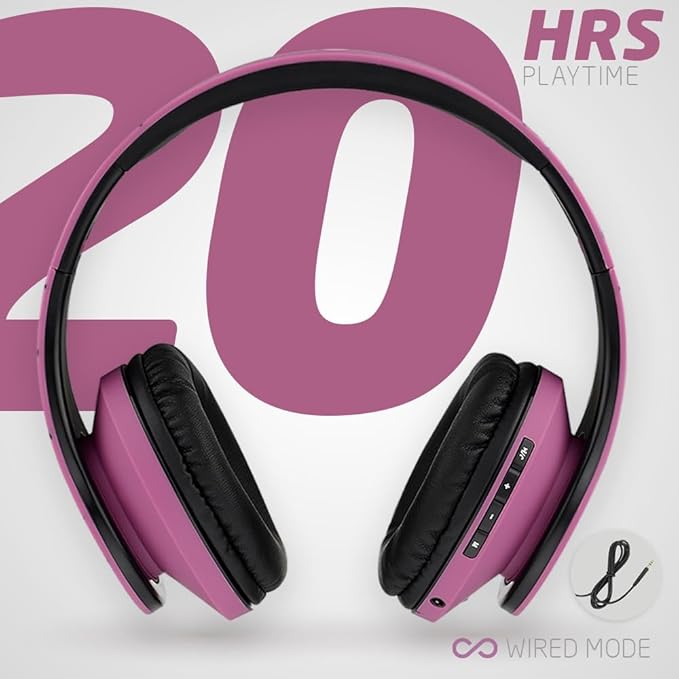 PowerLocus Bluetooth Over-Ear Headphones, Wireless Stereo Foldable Headphones Wireless and Wired Headsets with Built-in Mic, Micro SD/TF, FM for iPhone/Samsung/iPad/PC (Purple)