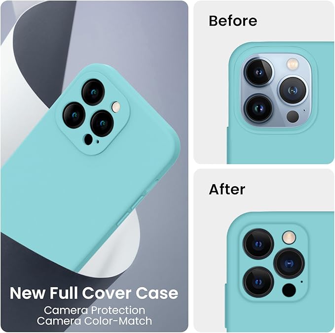 FireNova Designed for iPhone 13 Pro Max Case, Silicone [Camera Protection] Phone Case, Soft Anti-Scratch Microfiber Lining Inside, 6.7 inch, Sea Blue