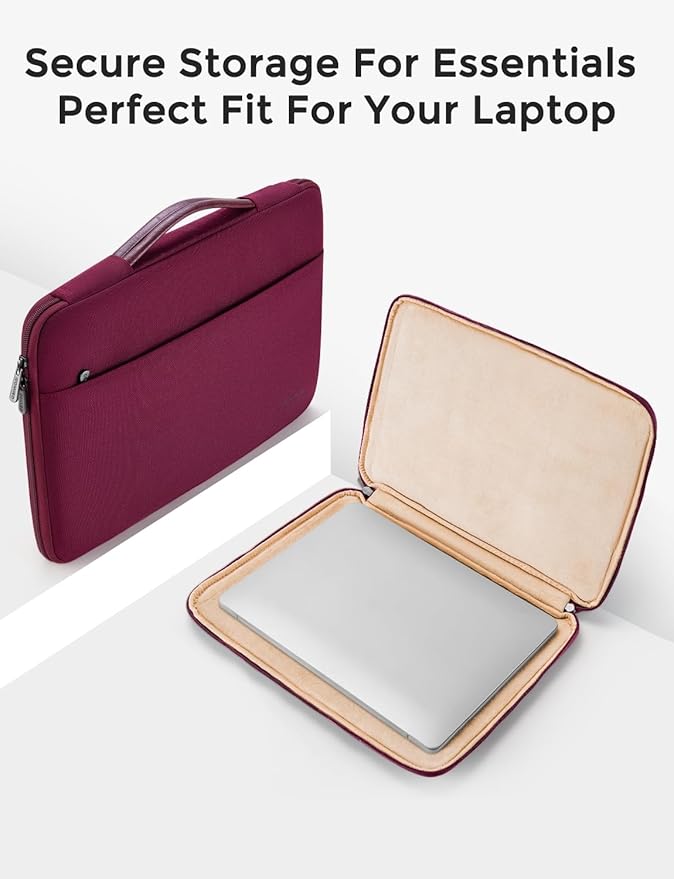 DOMISO 16 inch Laptop Sleeve Protective Case Cover Compatible with 16 16+ inch HP Dell ASUS Lenovo Chromebook,Waterproof Computer Cases Bag with Handle,Wine