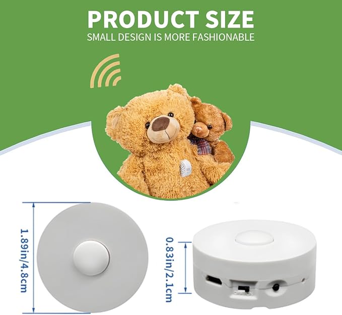 XLW 16 Min Voice Recorder,DIY Voice Recording Button for Stuffed Animals, Bear,Plush, Baby Doll,Pillow. Record Custom Messages for Xmas Halloween New Year Birthday Creative Presents-White