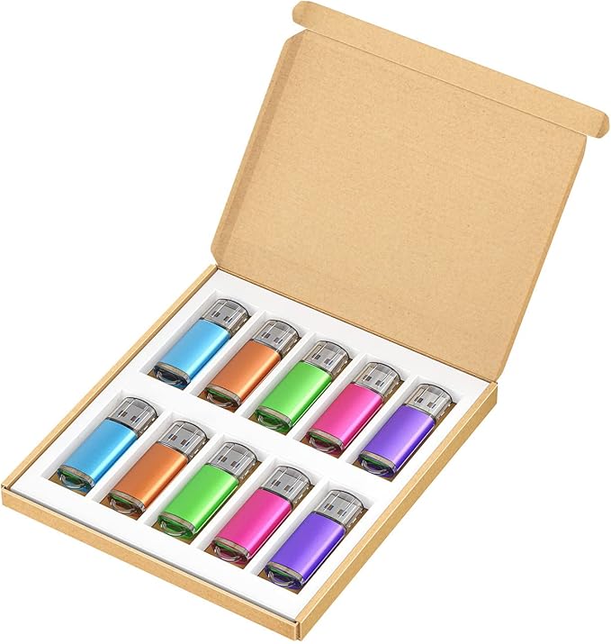 64GB Flash Drive 10 Pack 64G USB Flash Drive K&ZZ 64 GB Thumb Drive Memory Stick Gig Stick USB 2.0 Pen Drive Zip Drive Jump Drive, 5 Colors (Purple, Blue, Pink, Green, Orange)