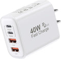 USB C Charger Block, 40W 4 Ports USB-C Wall Charger Plug Fast Charging, QC Multiport Adapter, USB A Type C Box Brick Cube Compatible with iPhone 17 16 15 14 13 12 Pro Max, & for Samsung Galaxy