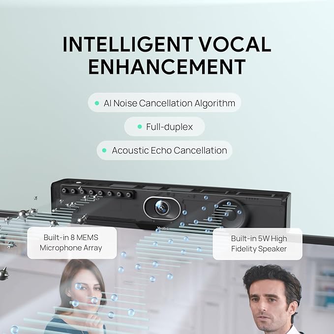 Yealink MeetingBar A10 4K Conference Room Webcam with 120 Wide Angle Camera, Android OS, Video Conferencing System with Microphone and Speaker, AI Speaker Tracking, Auto Framing, Teams Zoom Certified