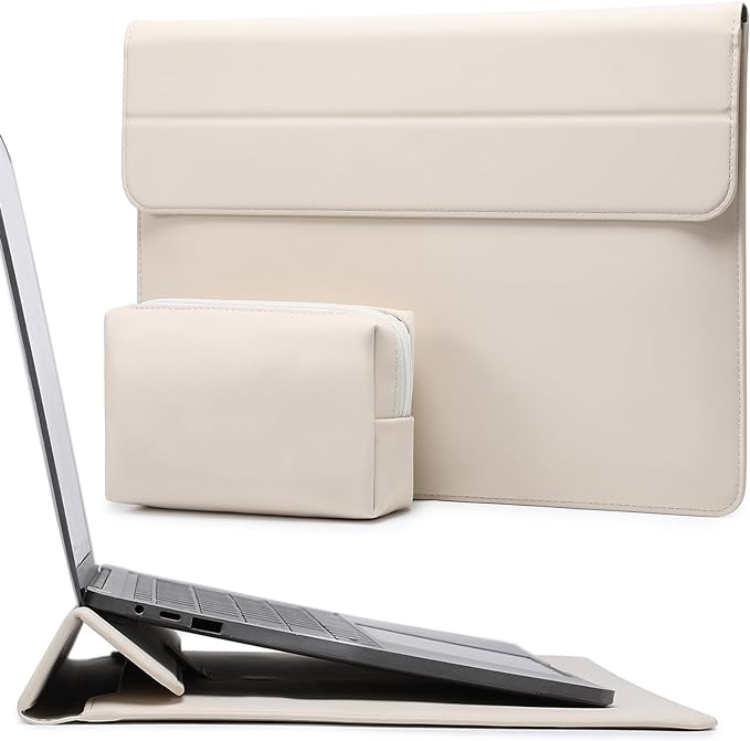 HYZUO 15-16 Inch Laptop Case Bag Sleeve with Stand Feature for MacBook Pro 16 M5/M4/M3/M2/M1 Pro/Max 2026-2019, XPS 15, MacBook Pro 15 2015-2012, Samsung Galaxy Book Flex 15, Beige