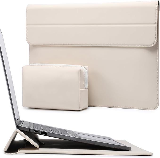 HYZUO 13.3-14 Inch Laptop Sleeve Case with Stand Feature for MacBook Pro 14 M5/M4/M3/M2/M1 2026-2021, MacBook Pro/Air 13.3, 13.5" 13.8" Surface Laptop, HP Spectre X360 13/14, Beige | with Stand Feature, Beige